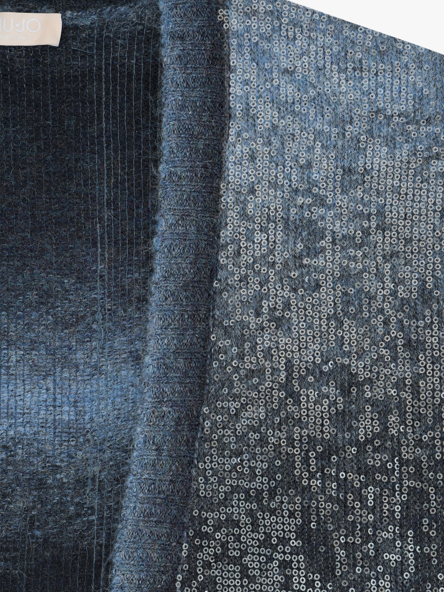 Casaco Comprido de Malha com Padrão Degradé de Lantejoulas