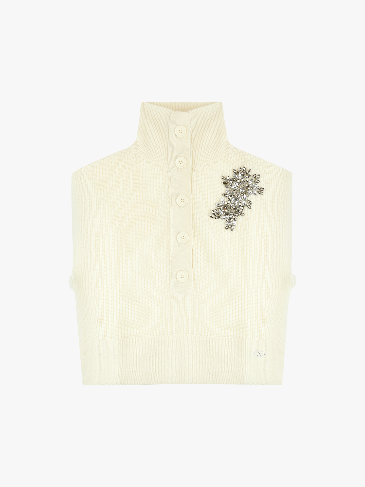 Colete de Gola Alta em Malha Canelada