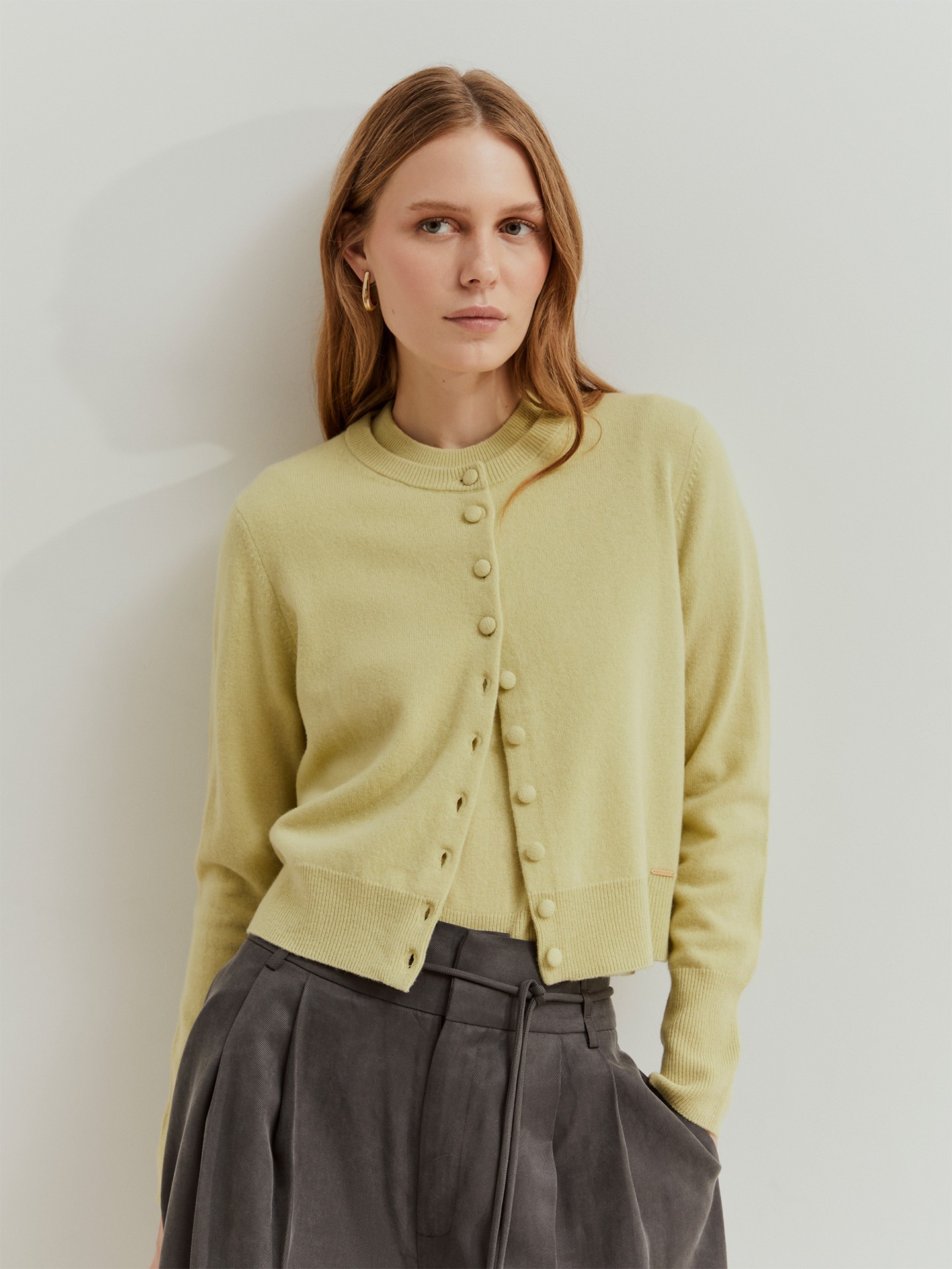 Cardigan de Malha em Mistura de Lã e Caxemira