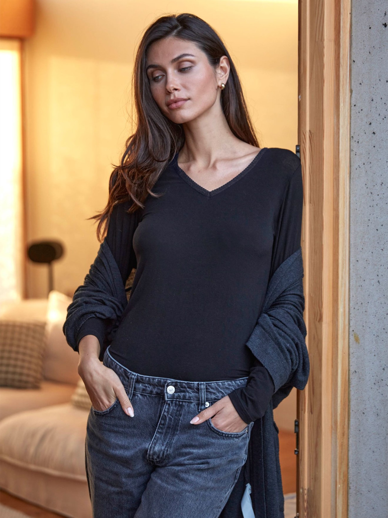 Camisola Interior com Decote em V
