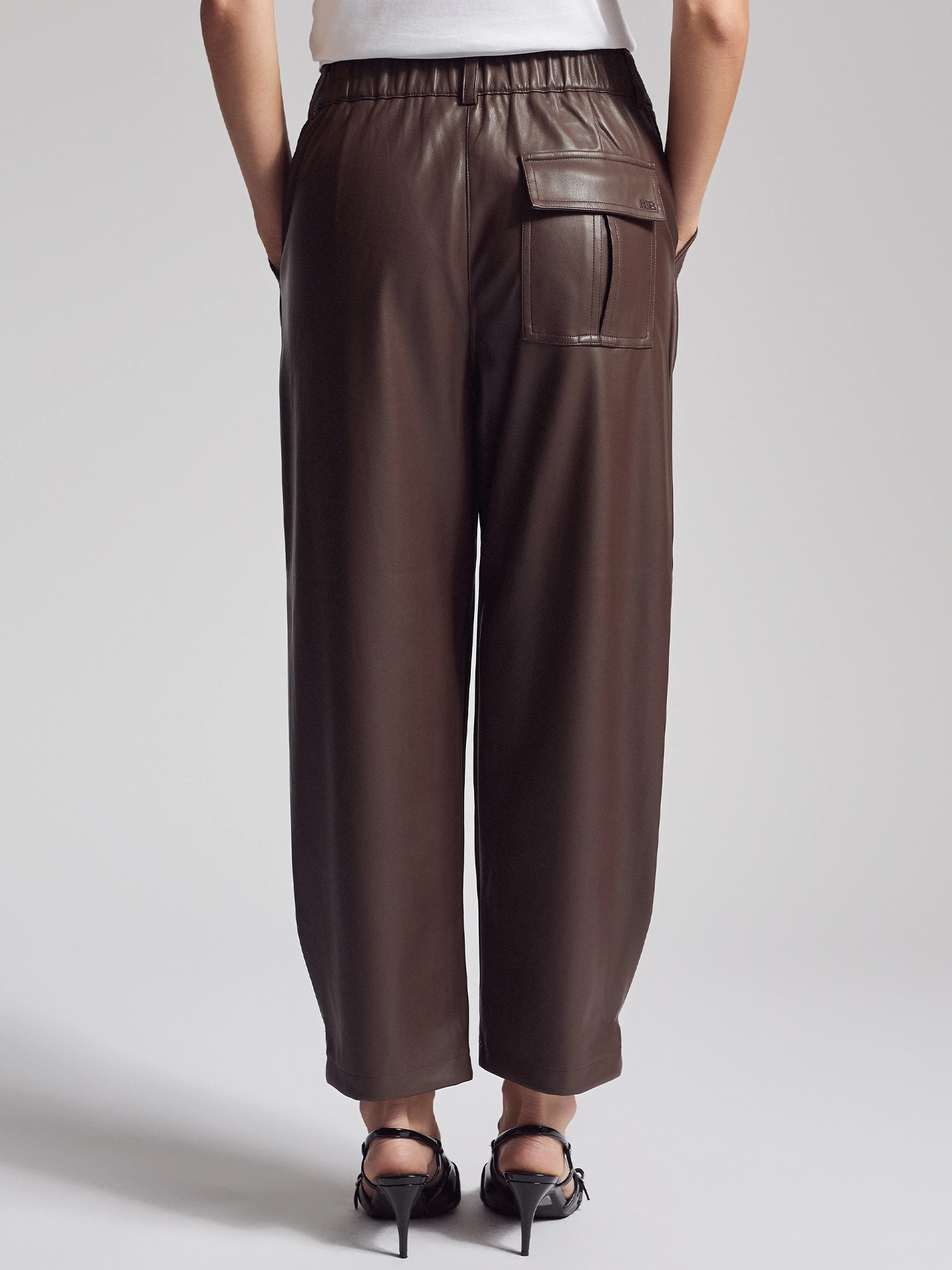 Calças de Pele Sintética Wide Leg