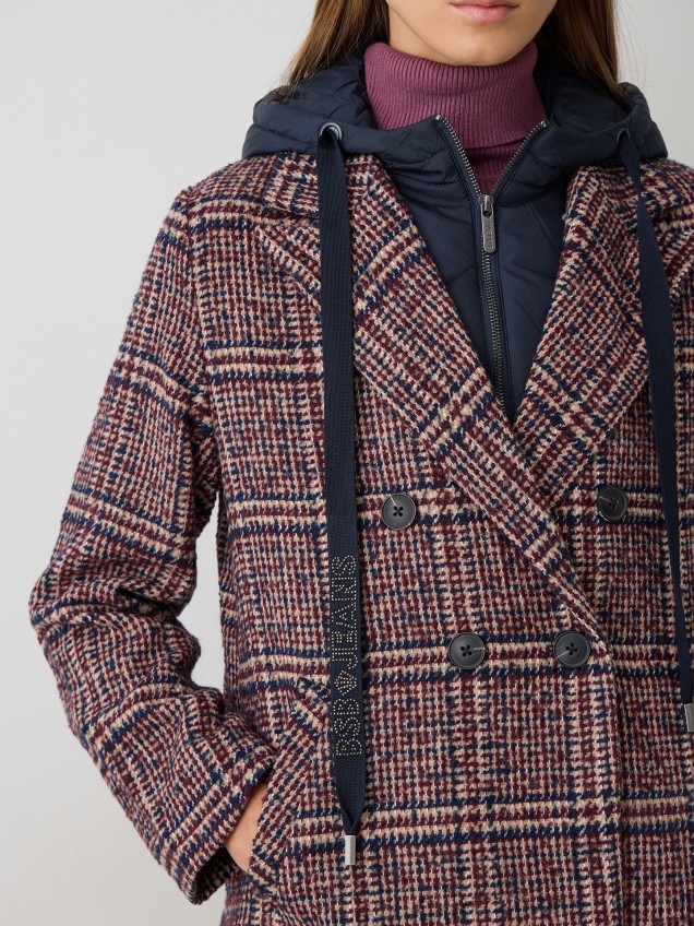 Casaco Comprido Xadrez com Capuz