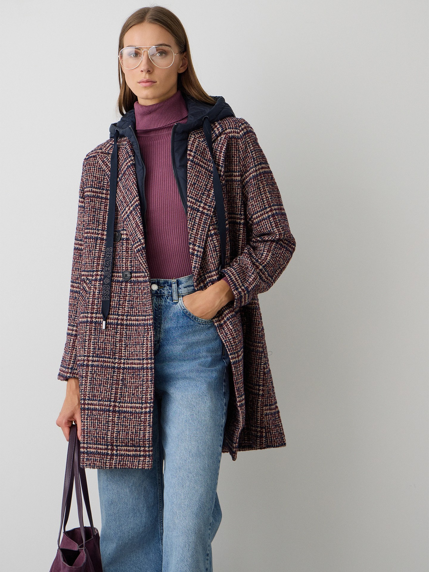 Casaco Comprido Xadrez com Capuz