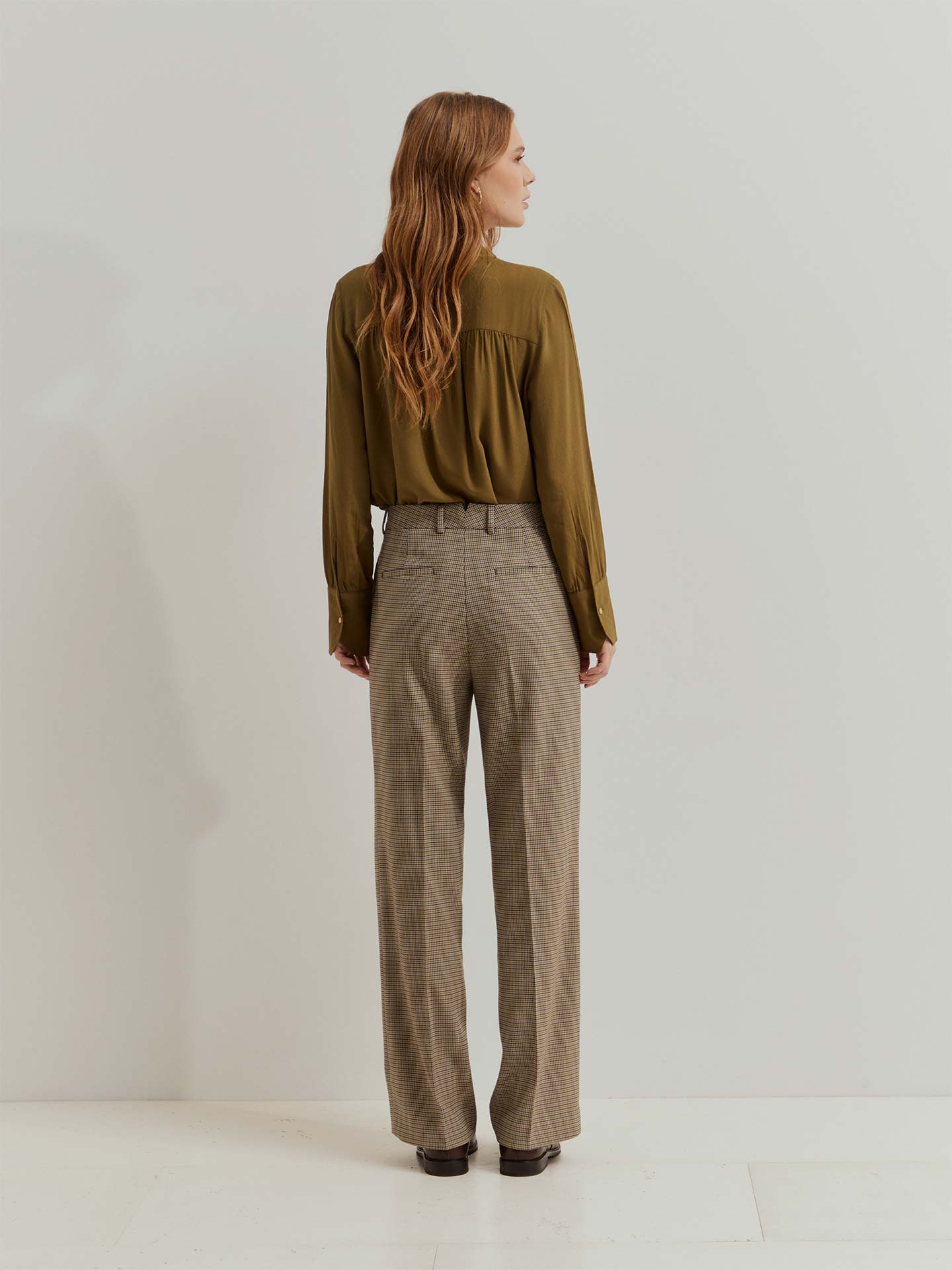 Calças Chino com Padrão Pied de Poule