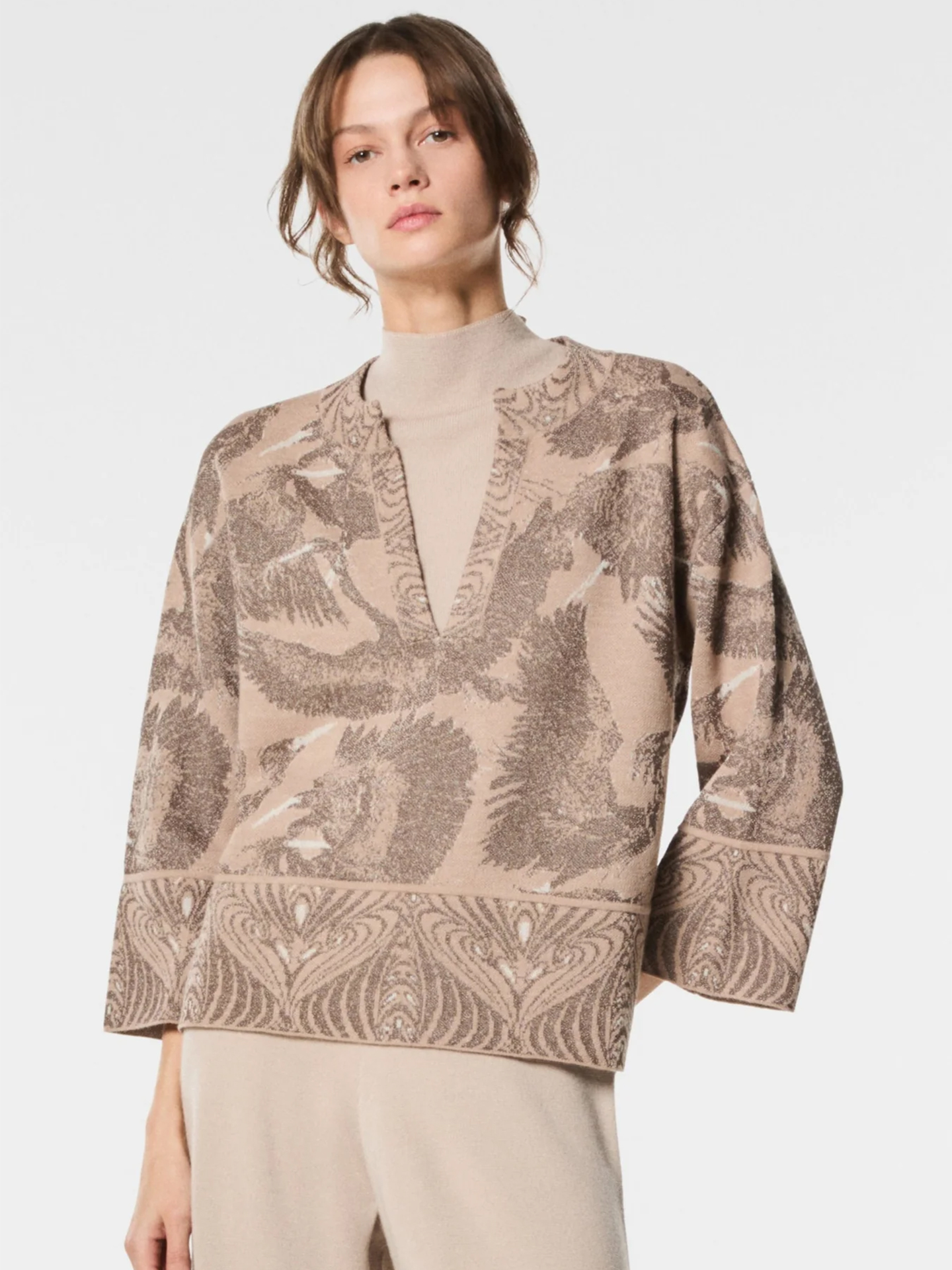 Camisola de Malha com Padrão Japonês