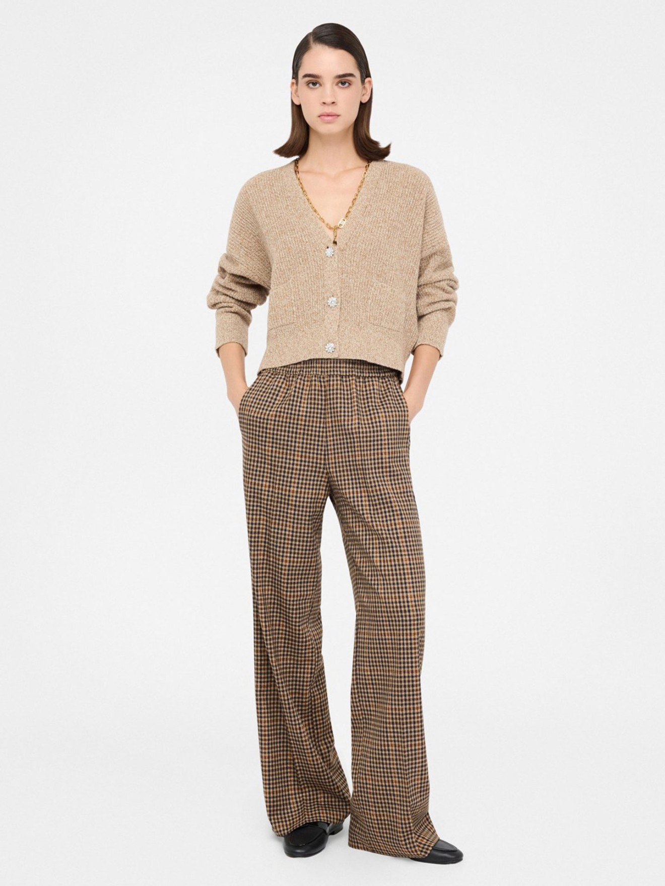 Calças Wide Leg Xadrez