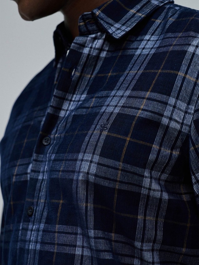 Camisa de Bombazine com Padrão Xadrez