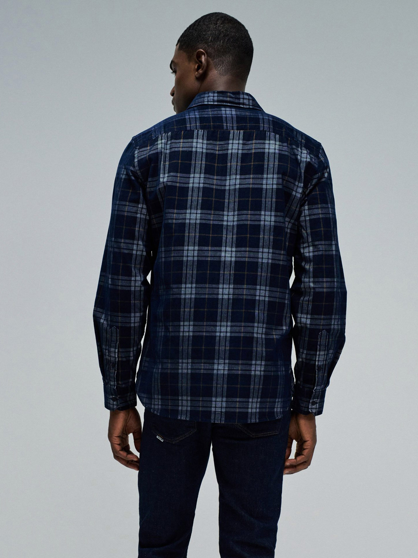 Camisa de Bombazine com Padrão Xadrez