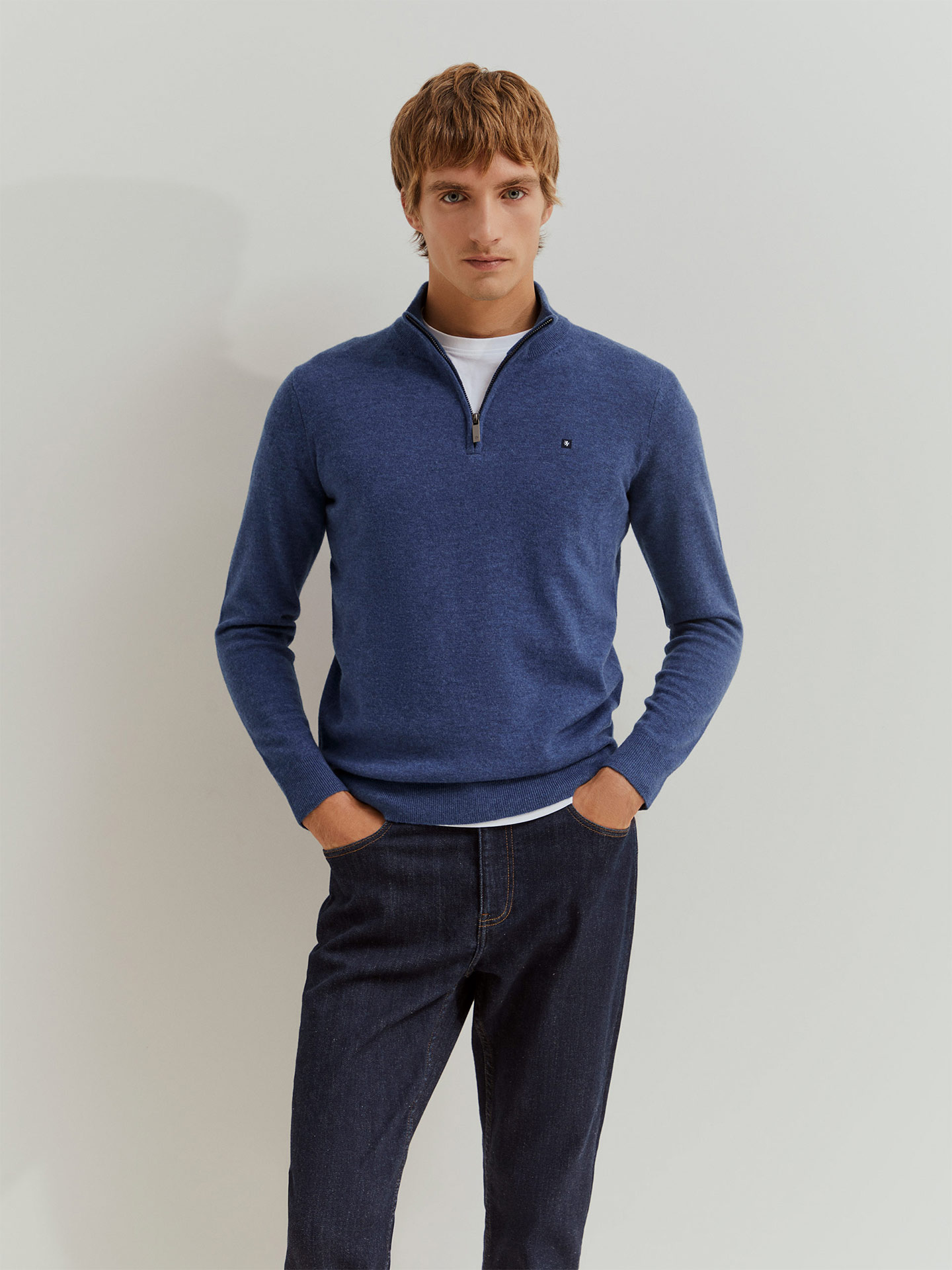 Camisola de Lã com Meio Fecho