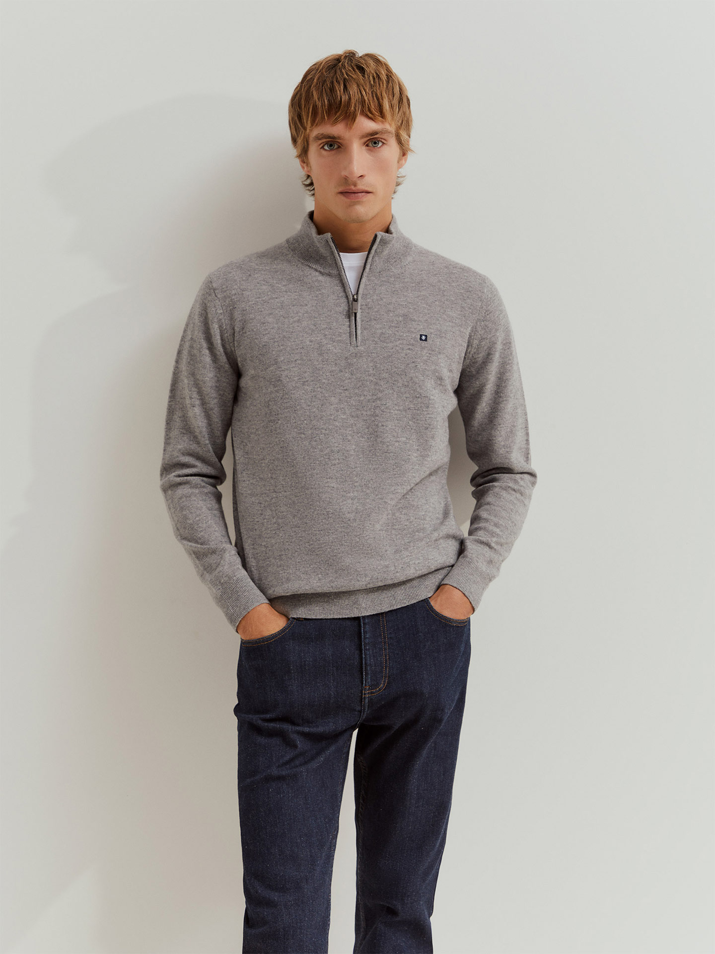 Camisola de Lã com Meio Fecho