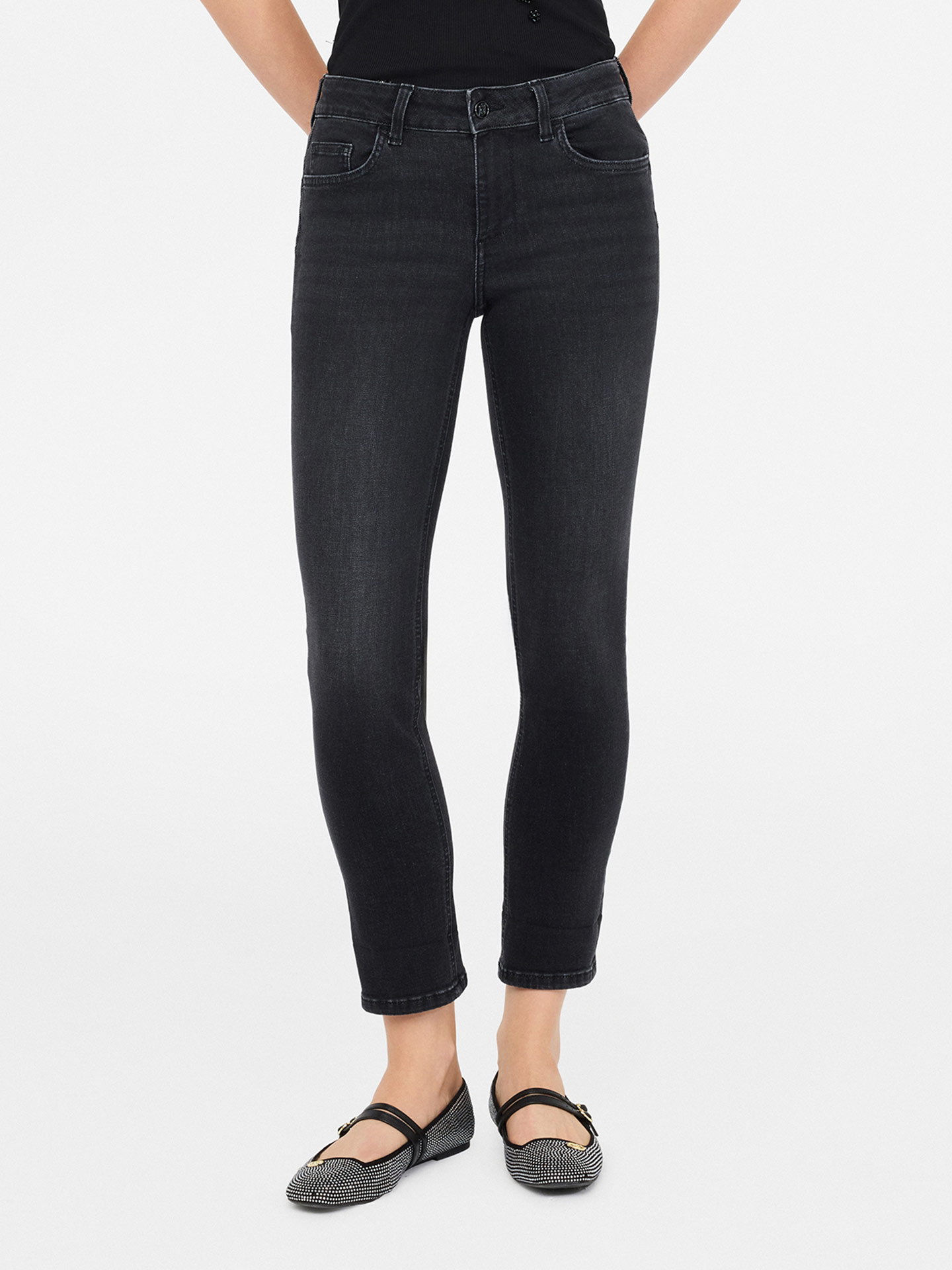 Calças de Ganga com Bainha Dobrada