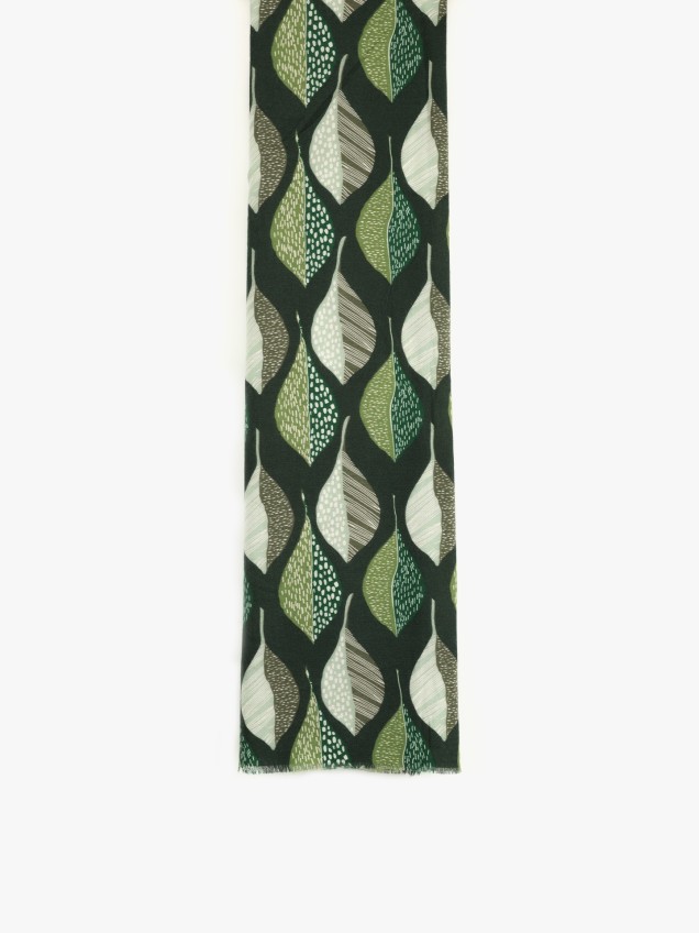 Echarpe com Padro Folhas Abstratas