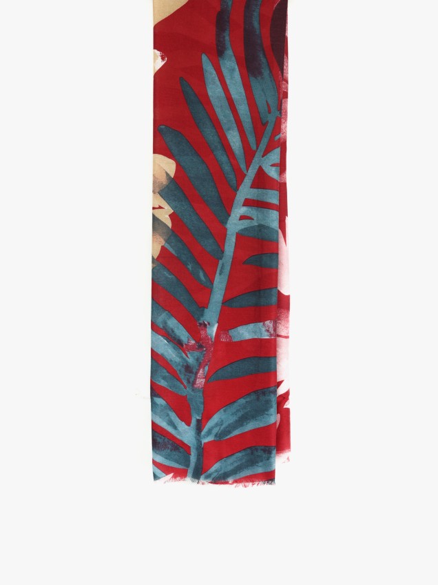 Echarpe com Padro de Folhas