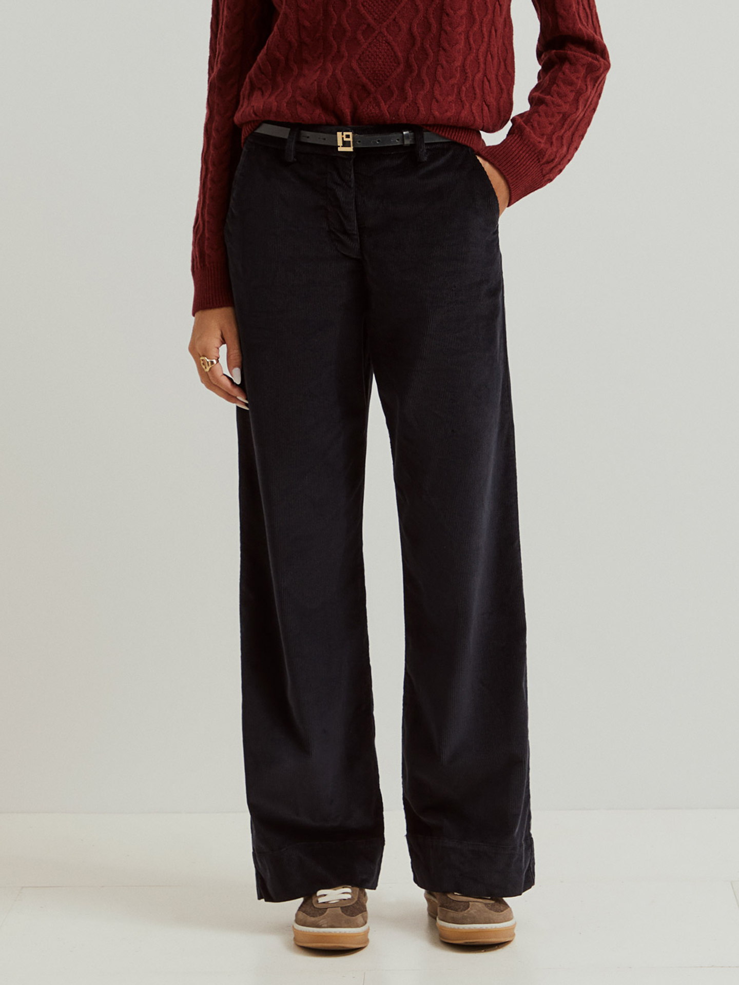 Calças de Bombazina Wide Leg