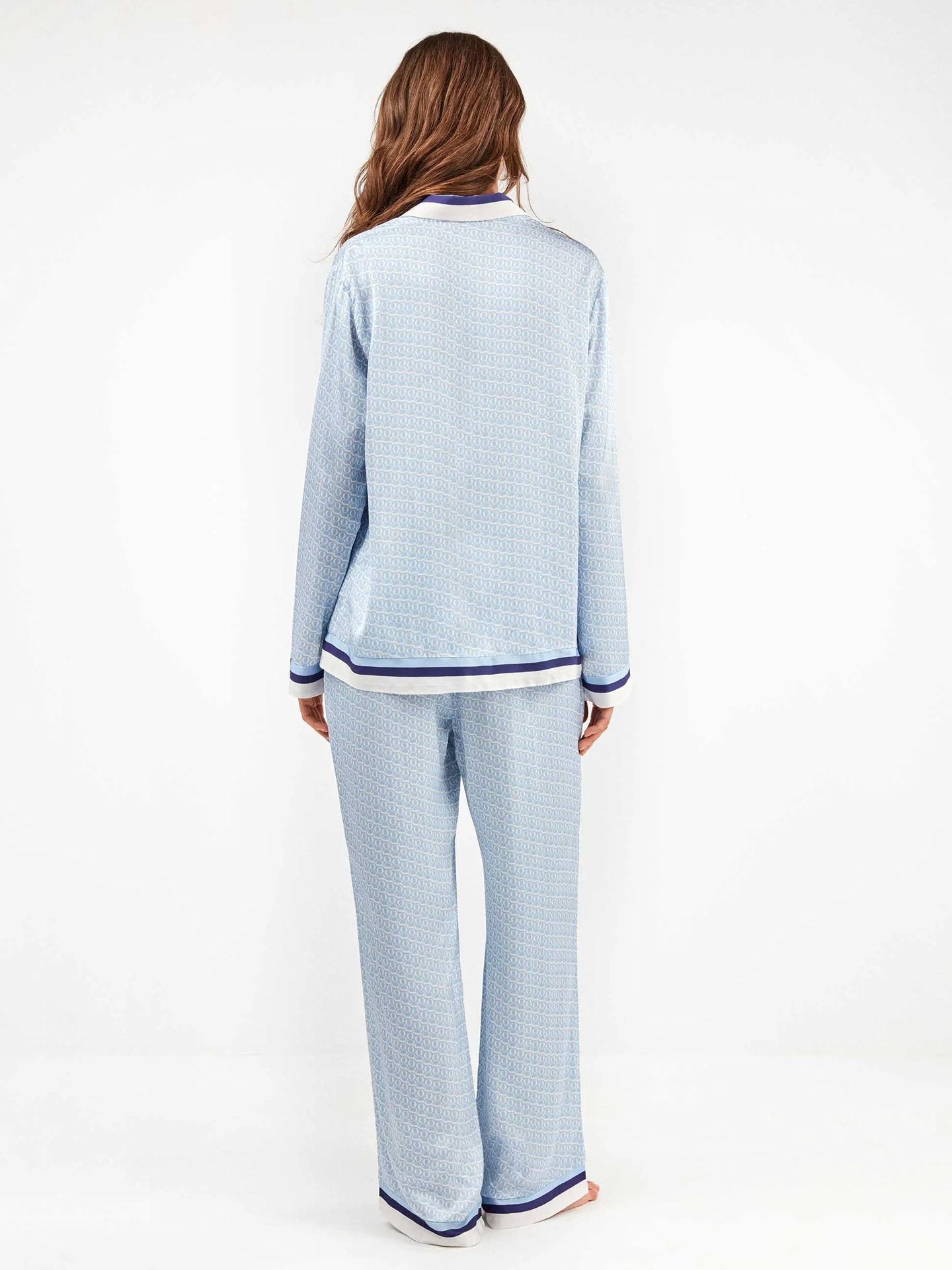 Pijama de Camisa em Cetim com Estampado