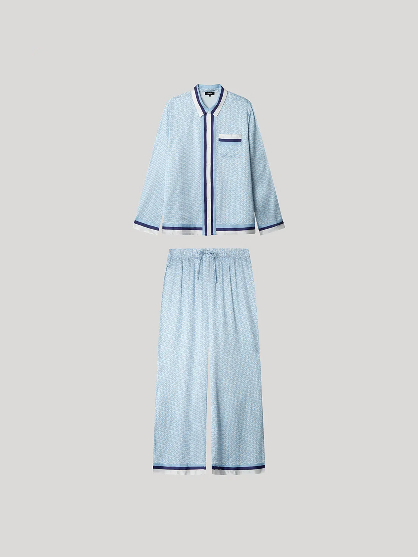 Pijama de Camisa em Cetim com Estampado