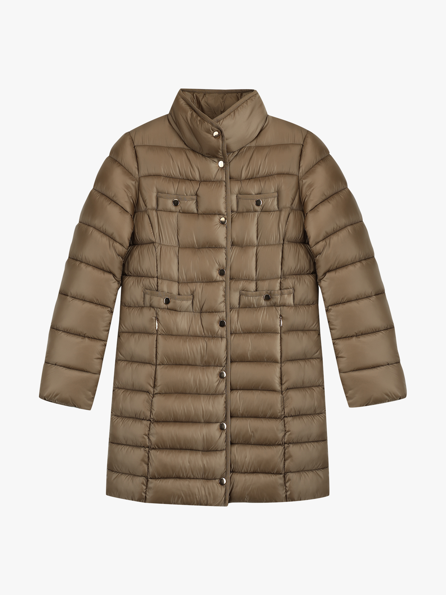 Casaco Comprido Acolchoado com Gola Subida