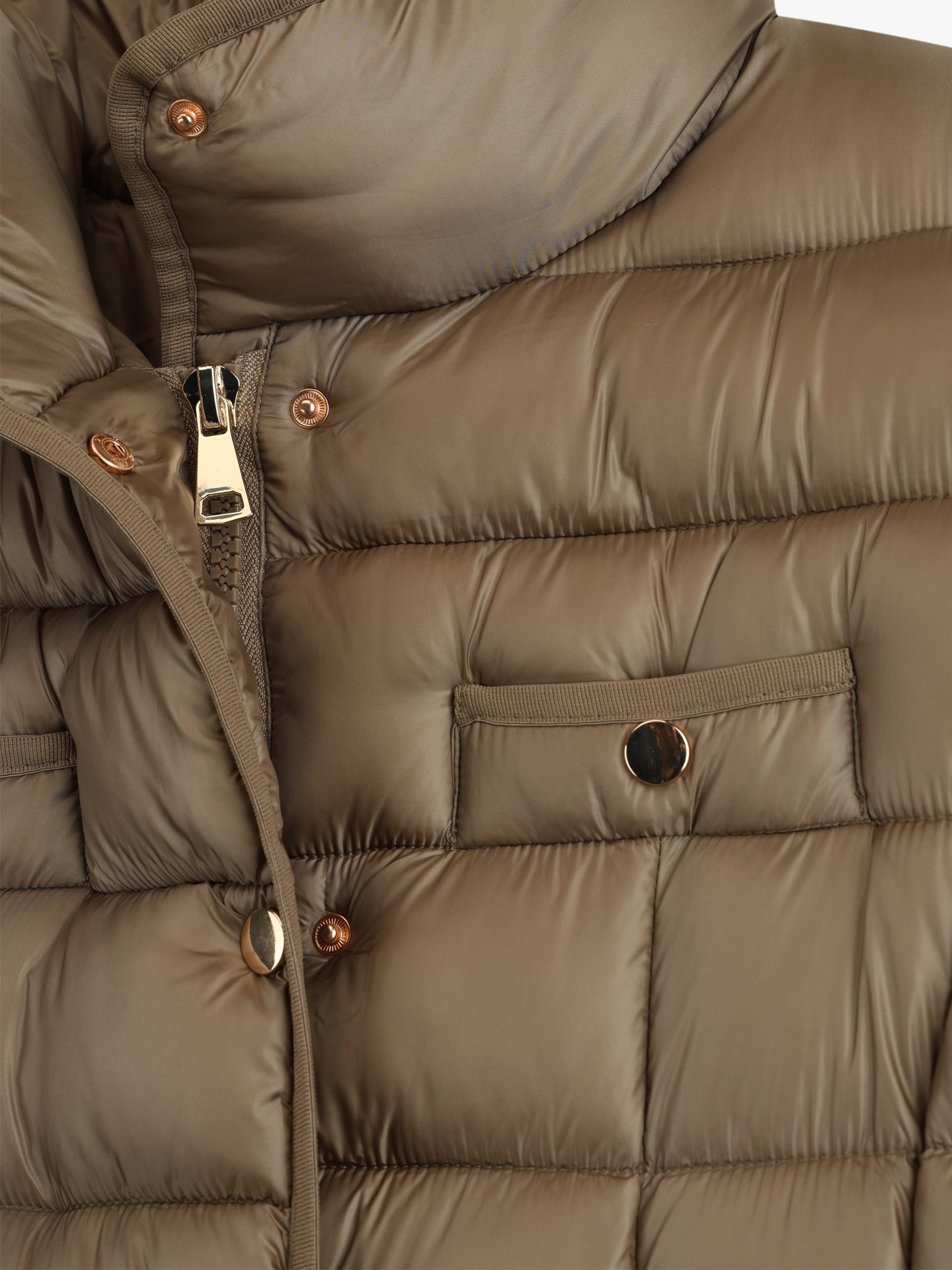 Casaco Comprido Acolchoado com Gola Subida