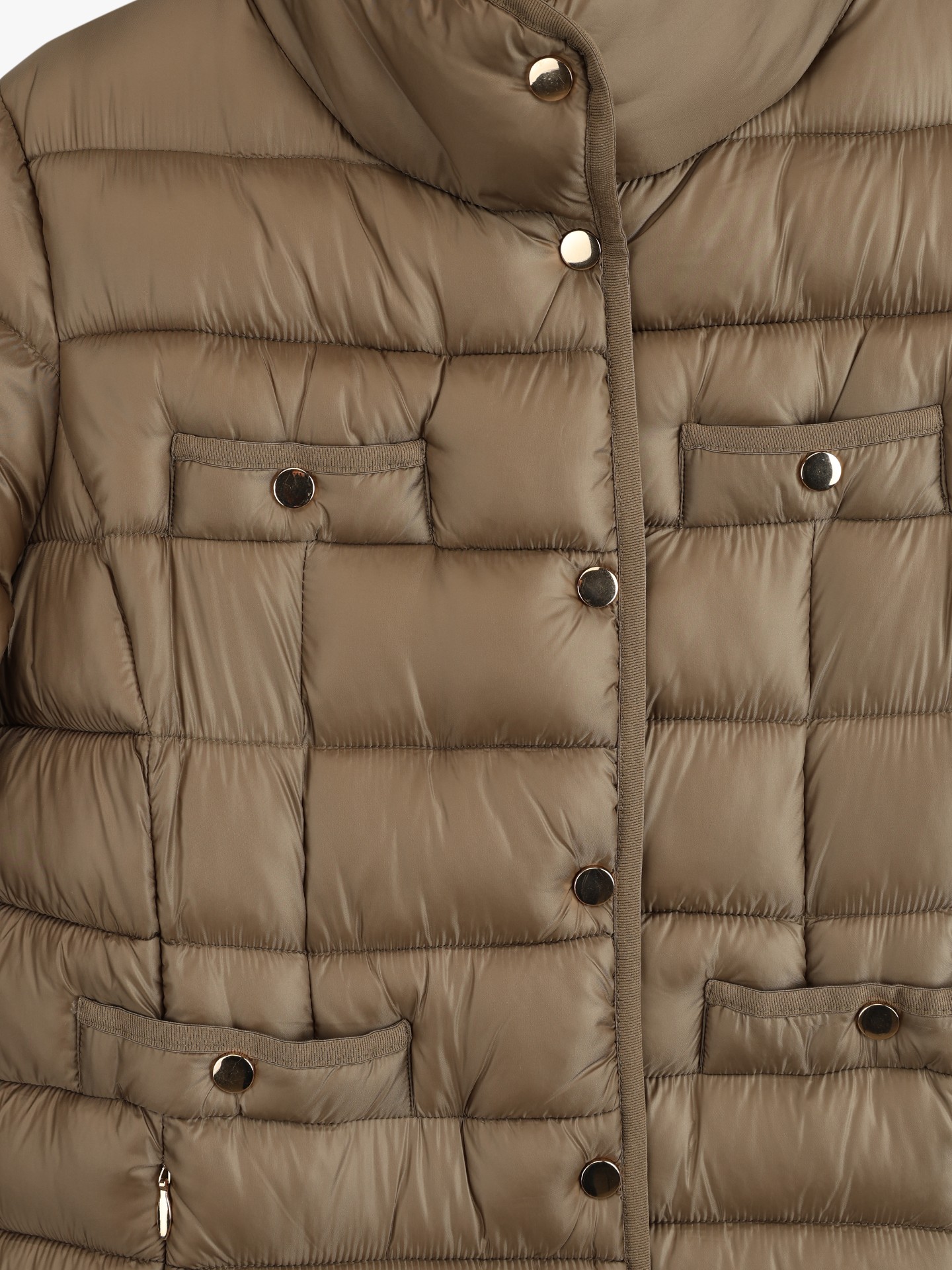 Casaco Comprido Acolchoado com Gola Subida