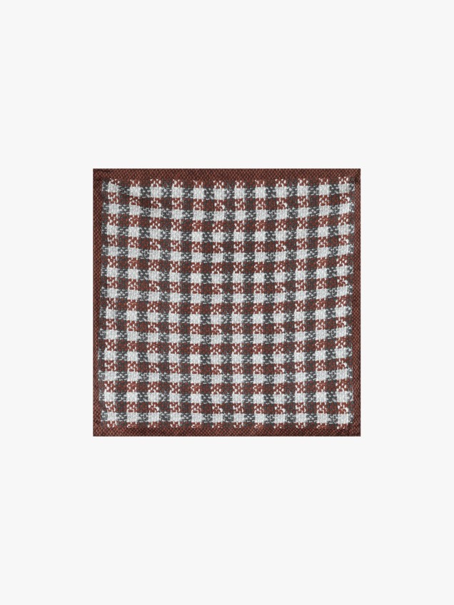 Lenço de Bolso em Seda com Padrão Xadrez