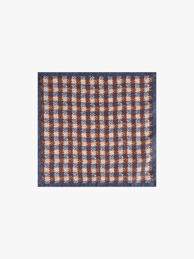 Lenço de Bolso em Seda com Padrão Xadrez