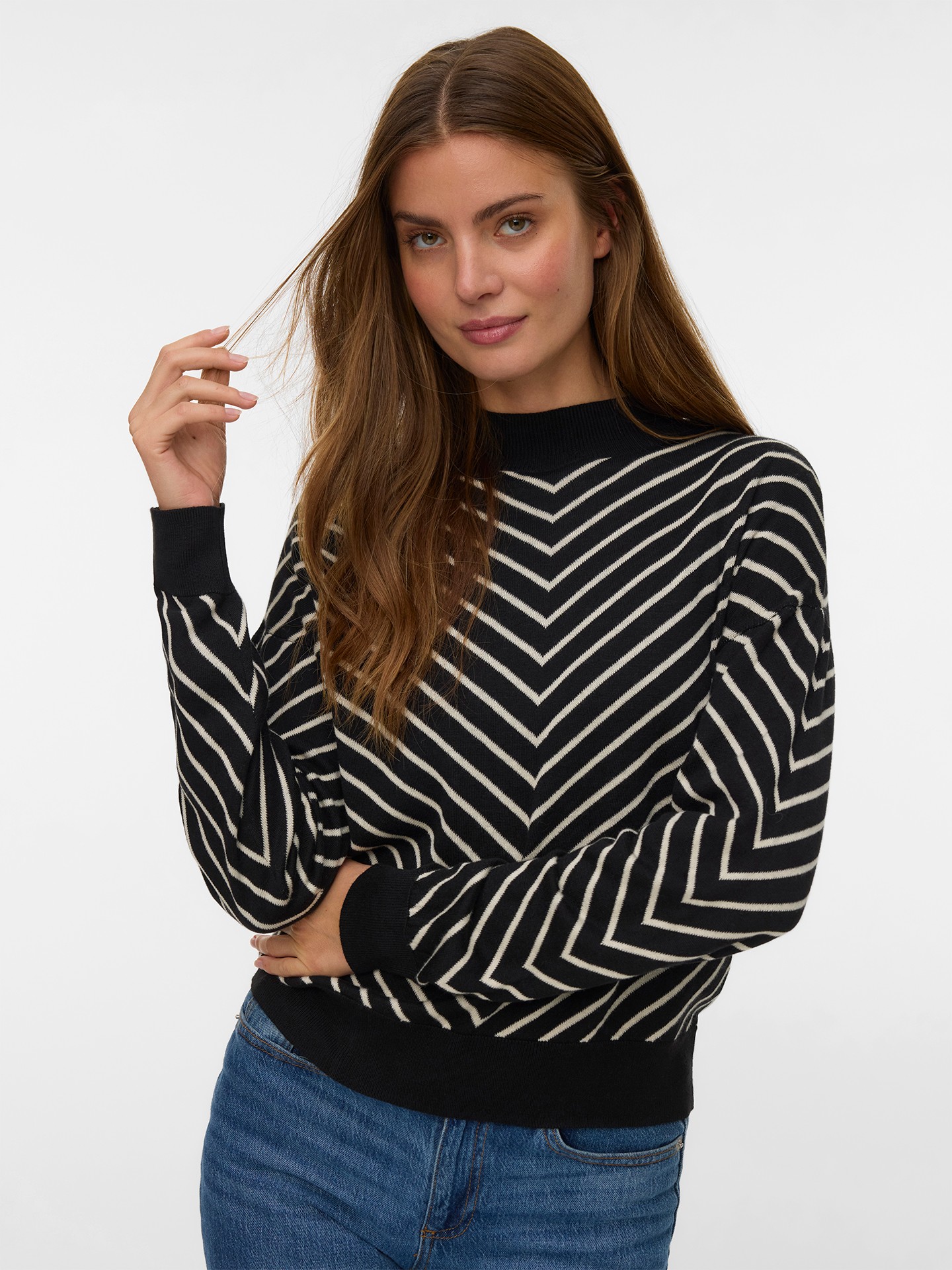 Camisola de Malha com Padrão Chevron