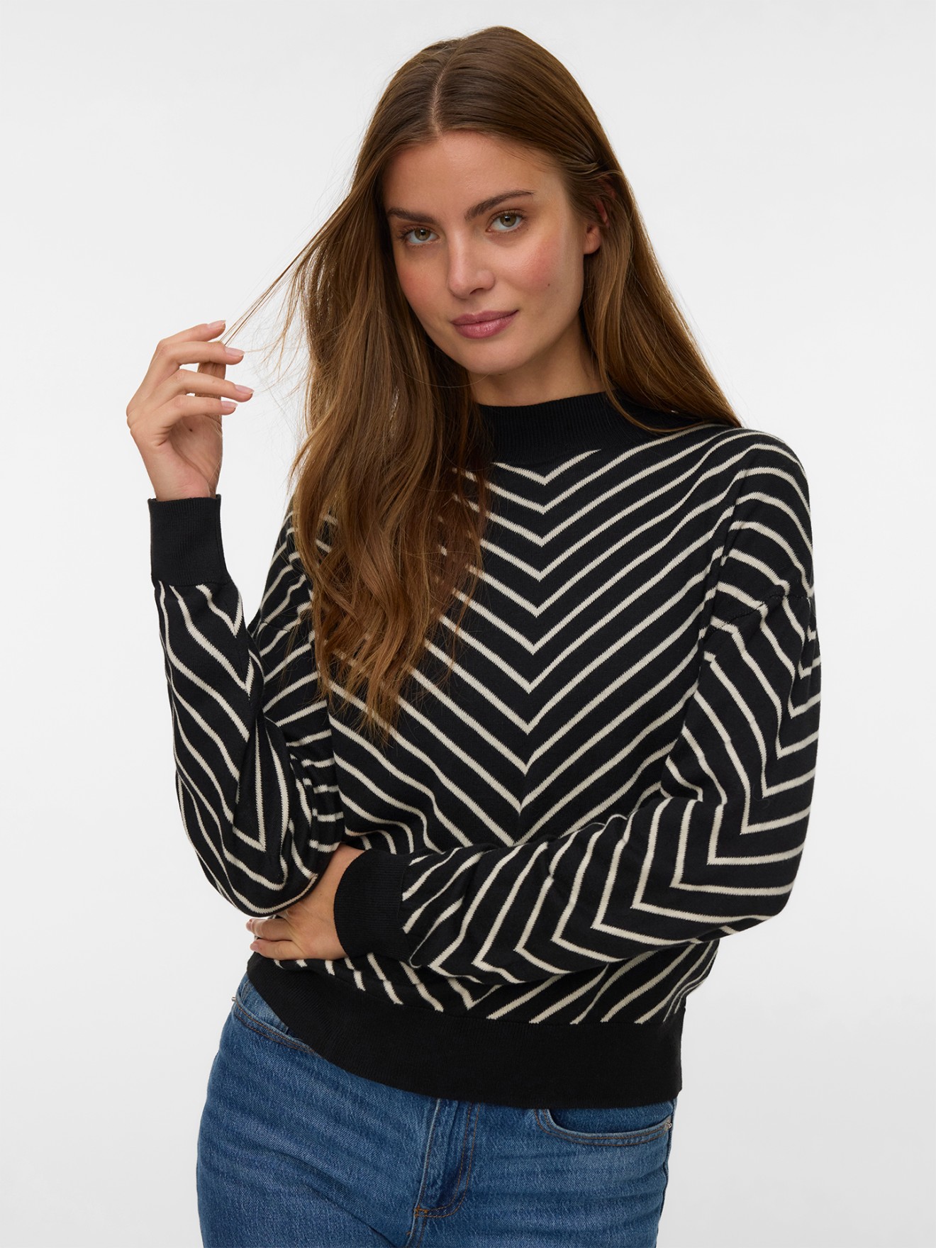 Camisola de Malha com Padrão Chevron