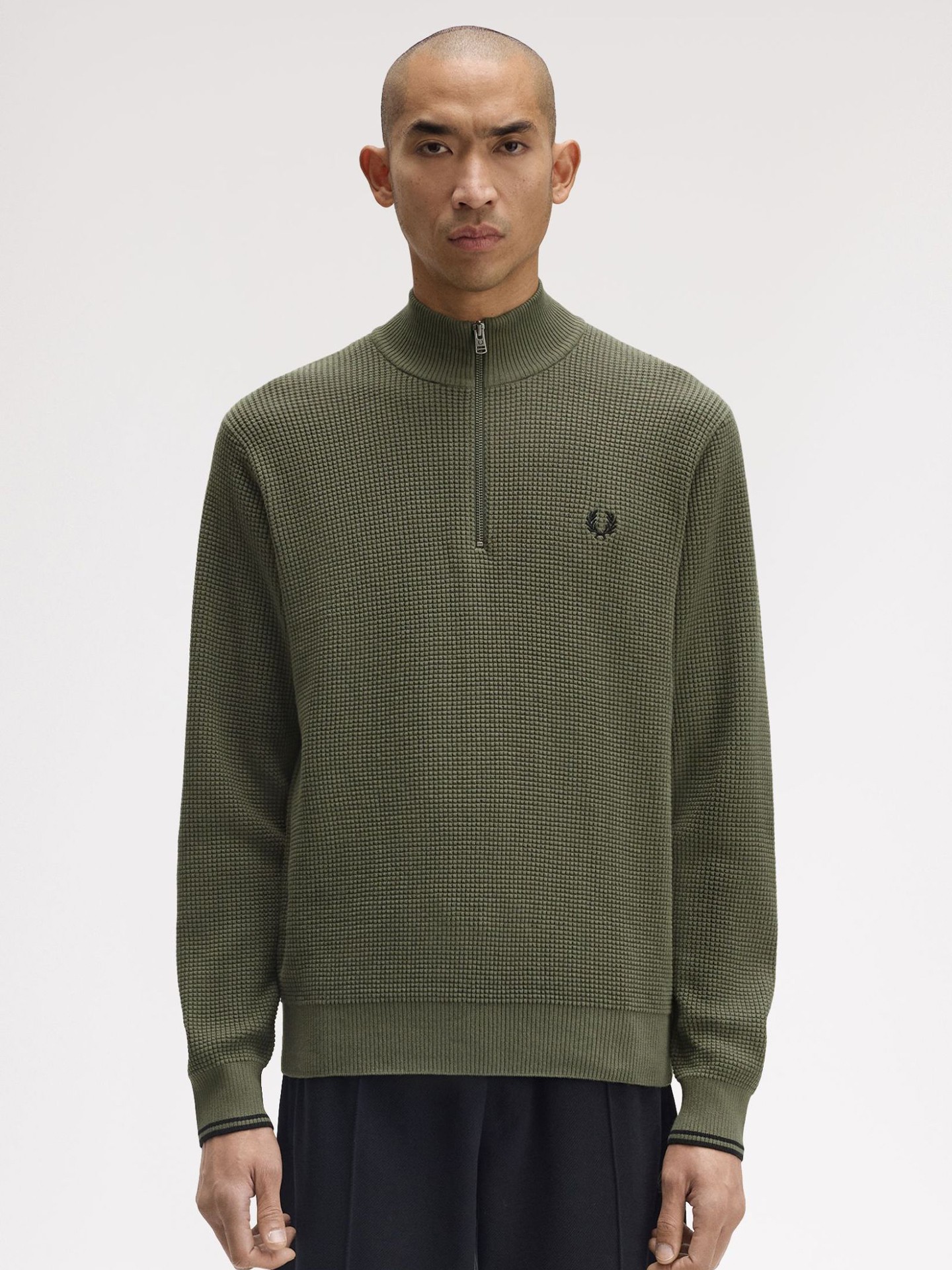 Camisola Waffle com Meio Fecho K8557