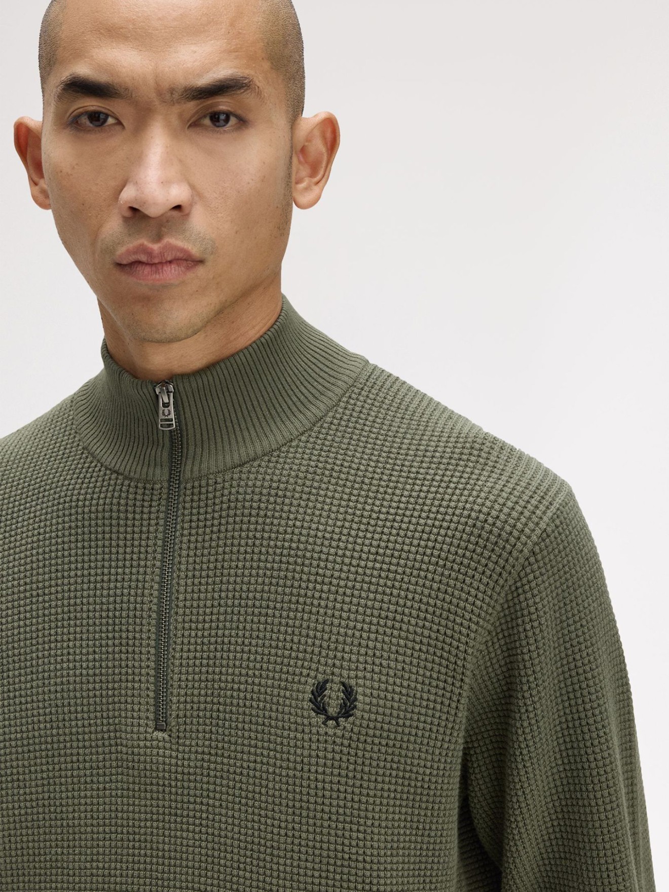 Camisola Waffle com Meio Fecho K8557