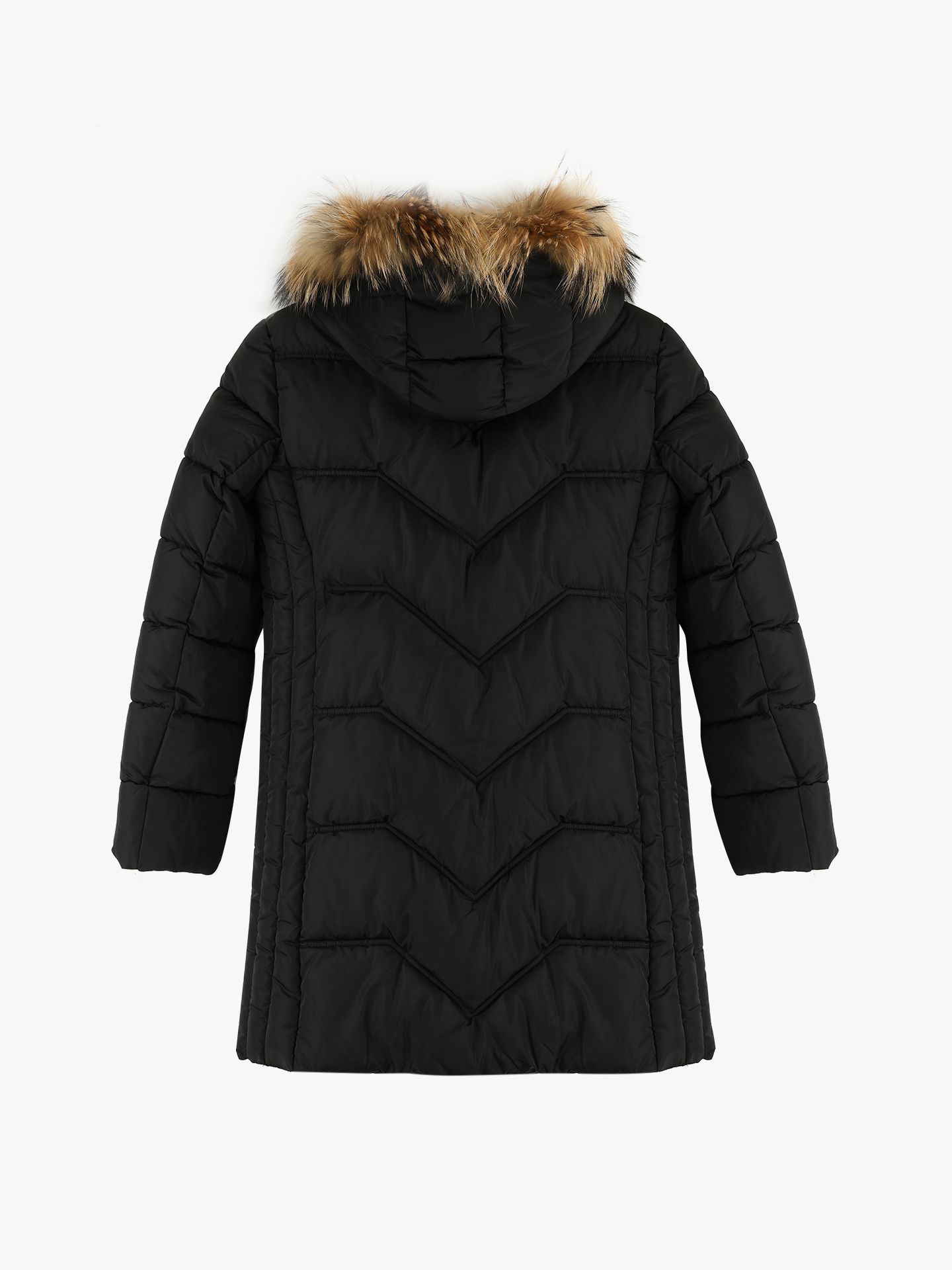 Parka Acolchoada com Capuz de Pelo