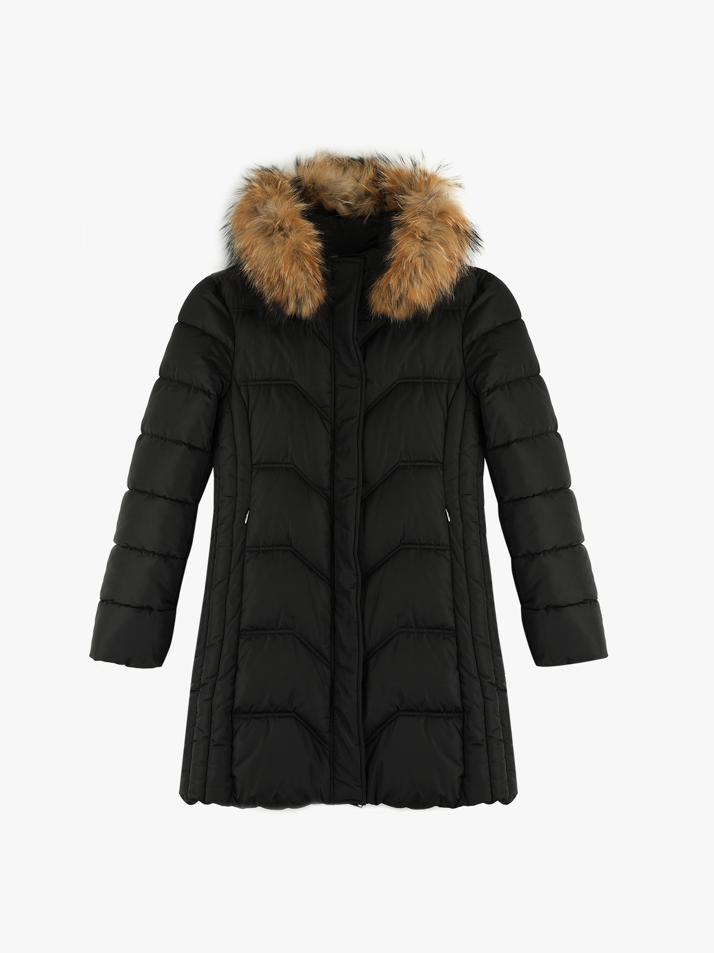 Parka Acolchoada com Capuz de Pelo