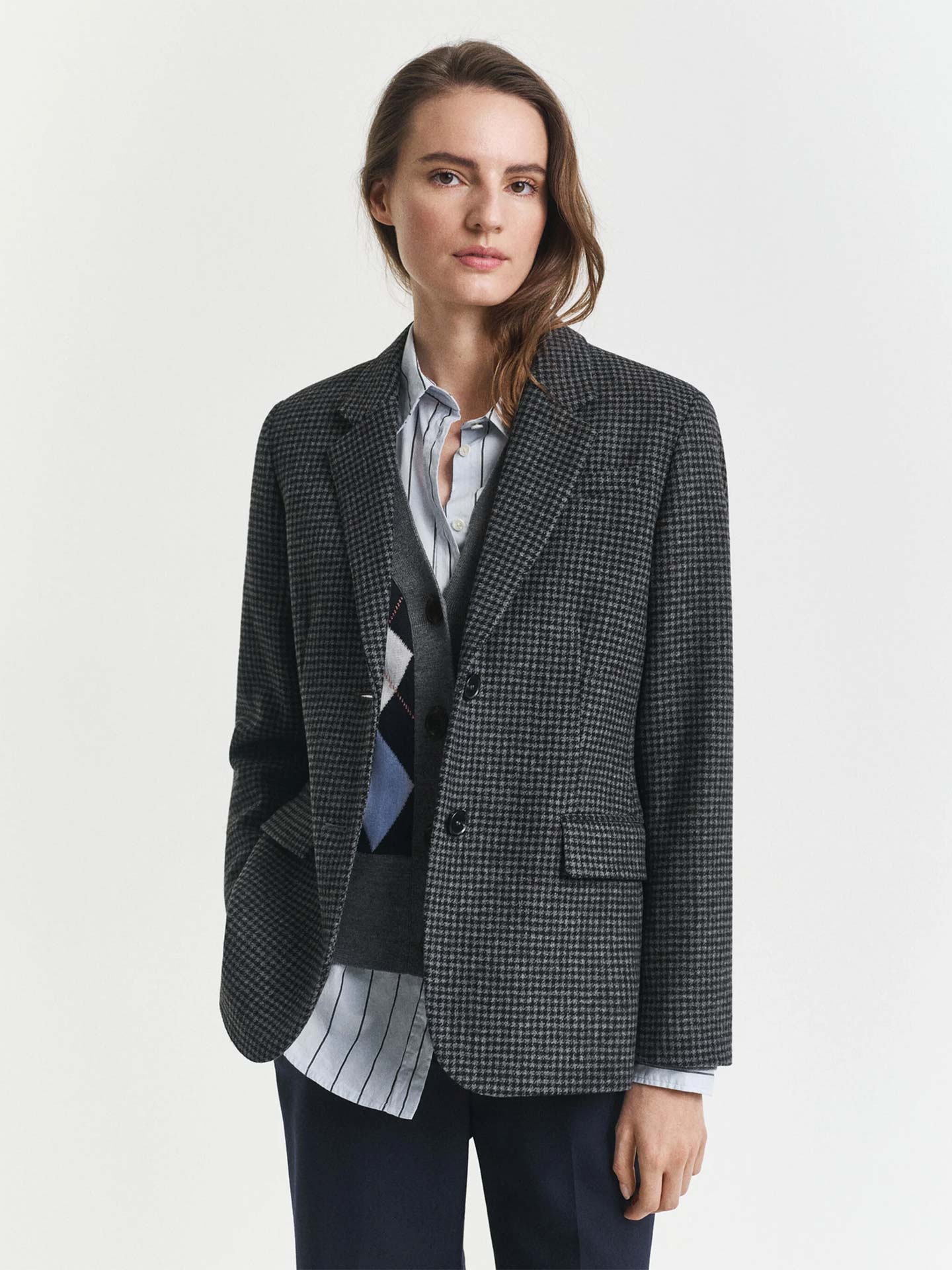 Blazer de Lã com Padrão Xadrez