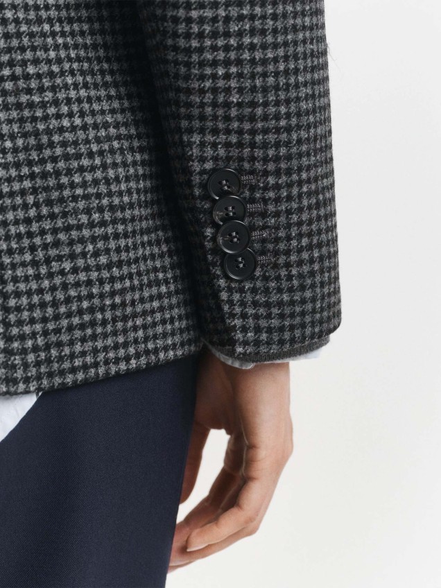 Blazer de Lã com Padrão Xadrez