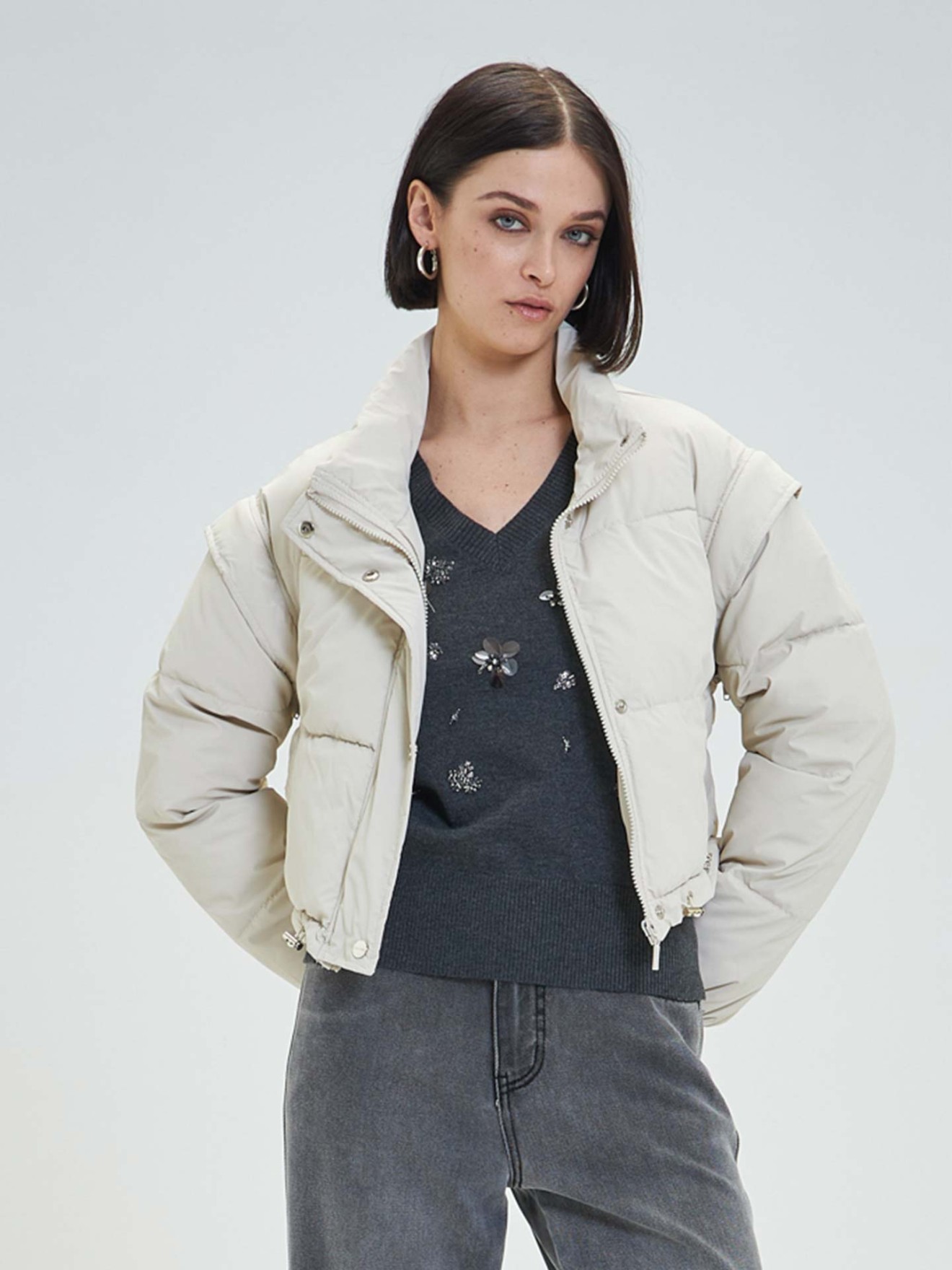 Bluso Acolchoado com Gola Alta