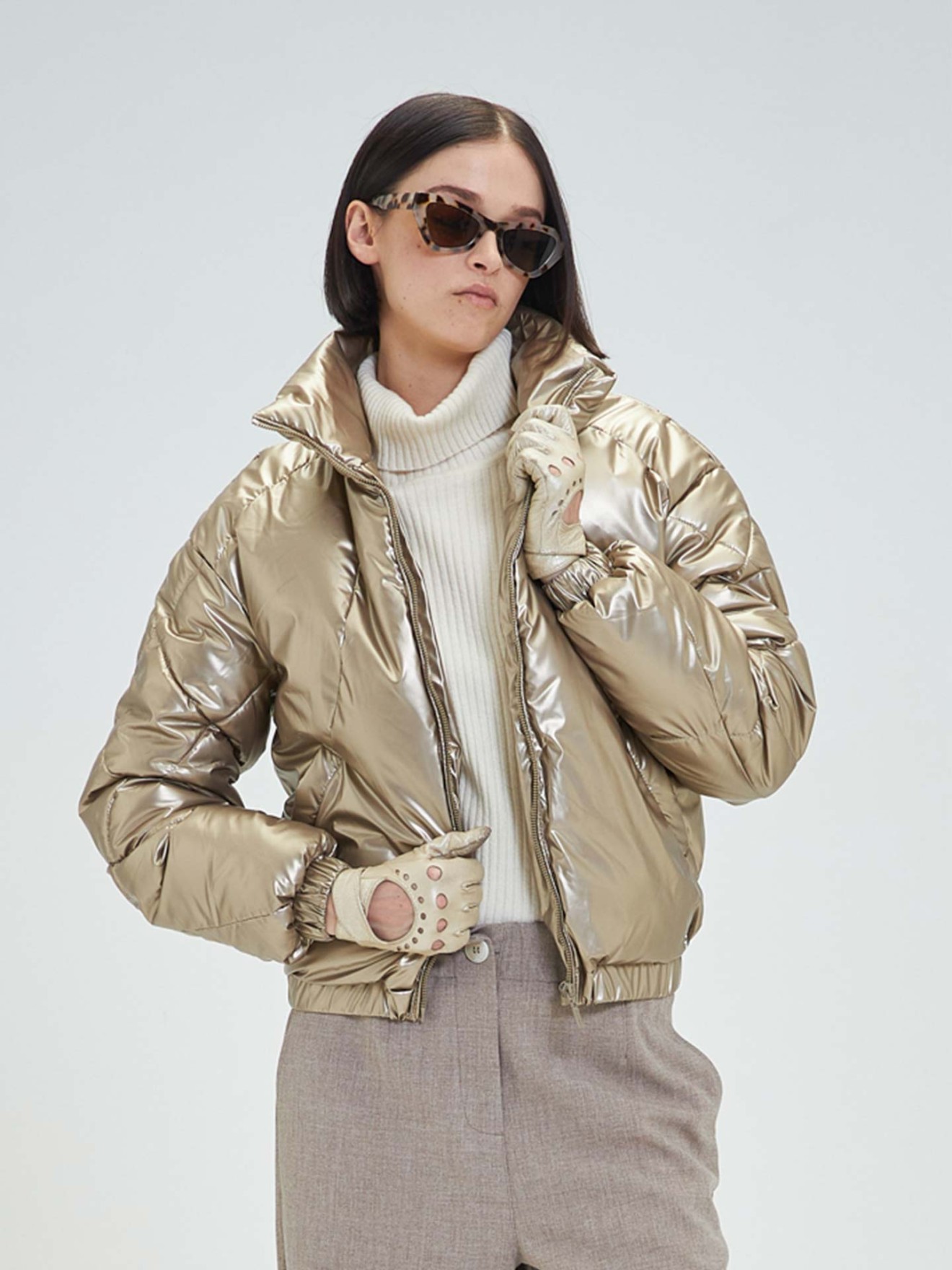 Bluso Acolchoado com Efeito Metalizado