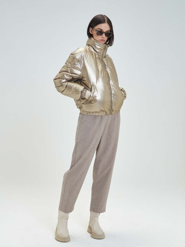 Blusão Acolchoado com Efeito Metalizado