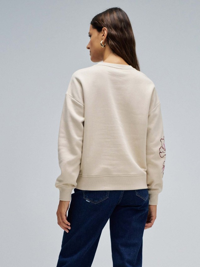 Sweatshirt com Bordado Floral