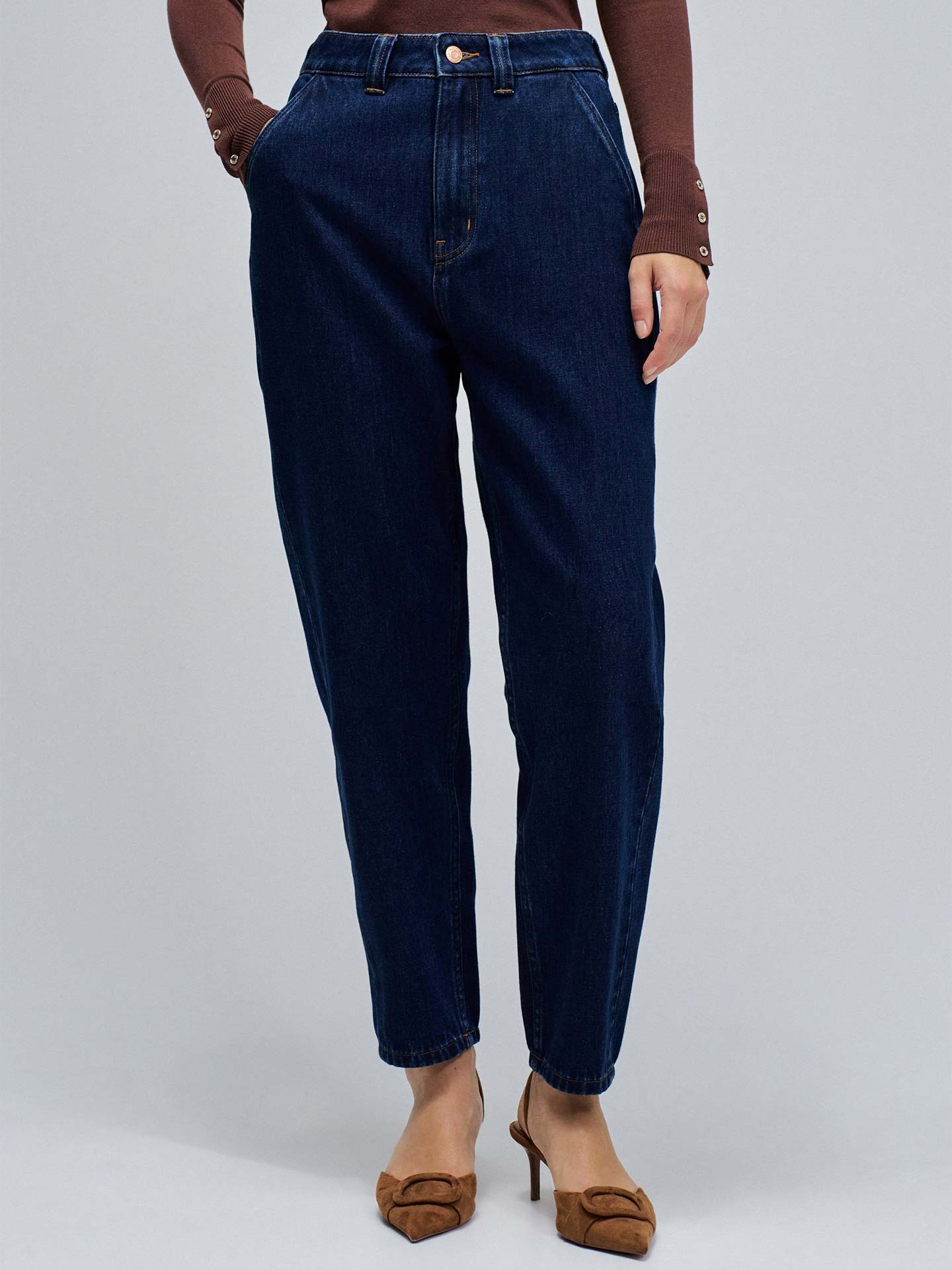 Calças de Ganga Slouchy Cropped Slim