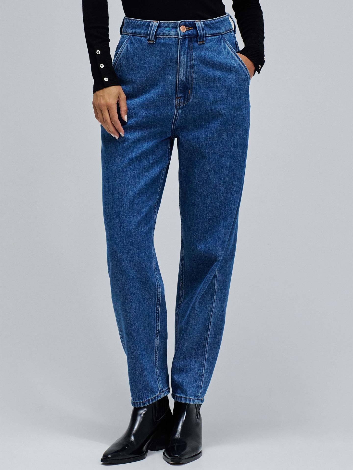 Calças de Ganga Slouchy Cropped Slim