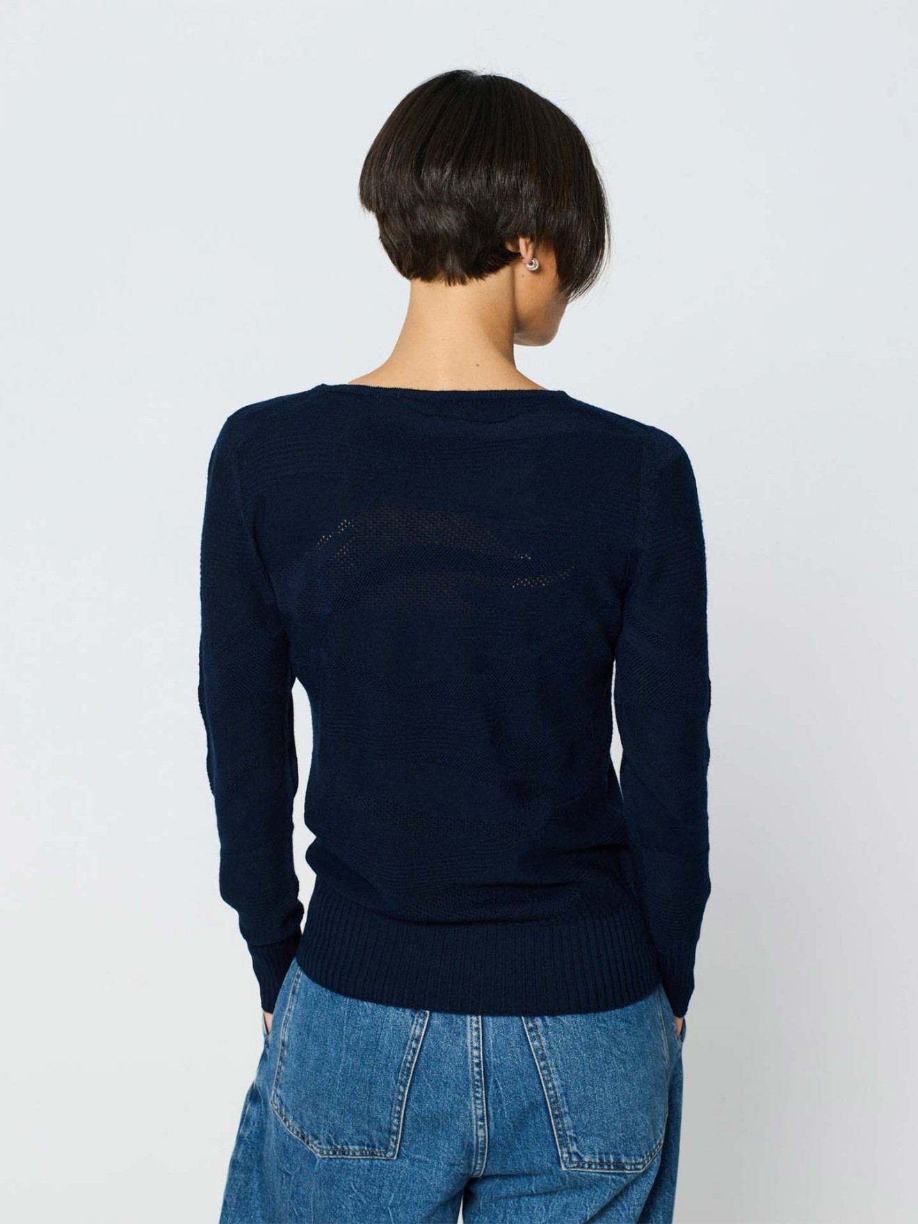 Camisola de Malha com Padr�o Texturizado e Vazado