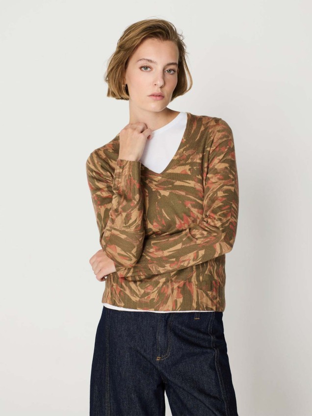 Camisola de Malha com Padro Abstrato