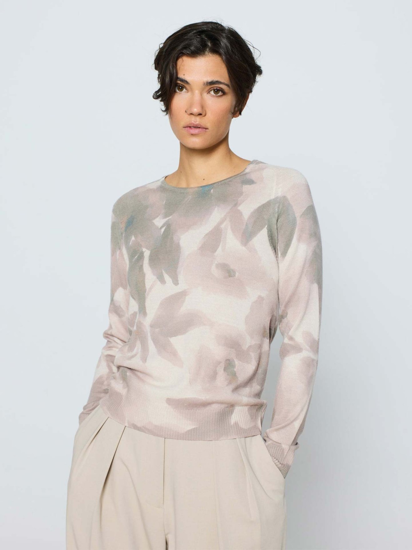 Camisola de L� com Padr�o Floral