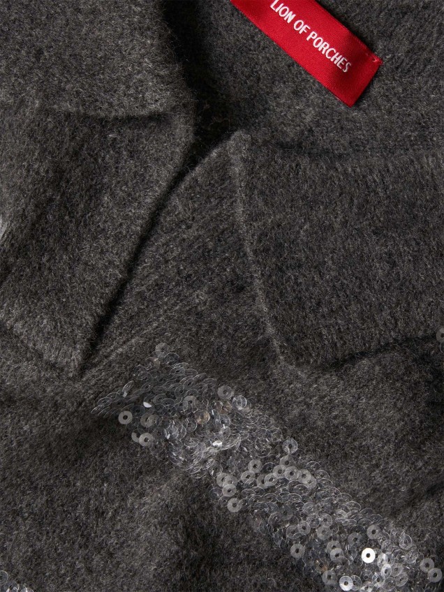 Camisola de Malha com Riscas de Lantejoulas