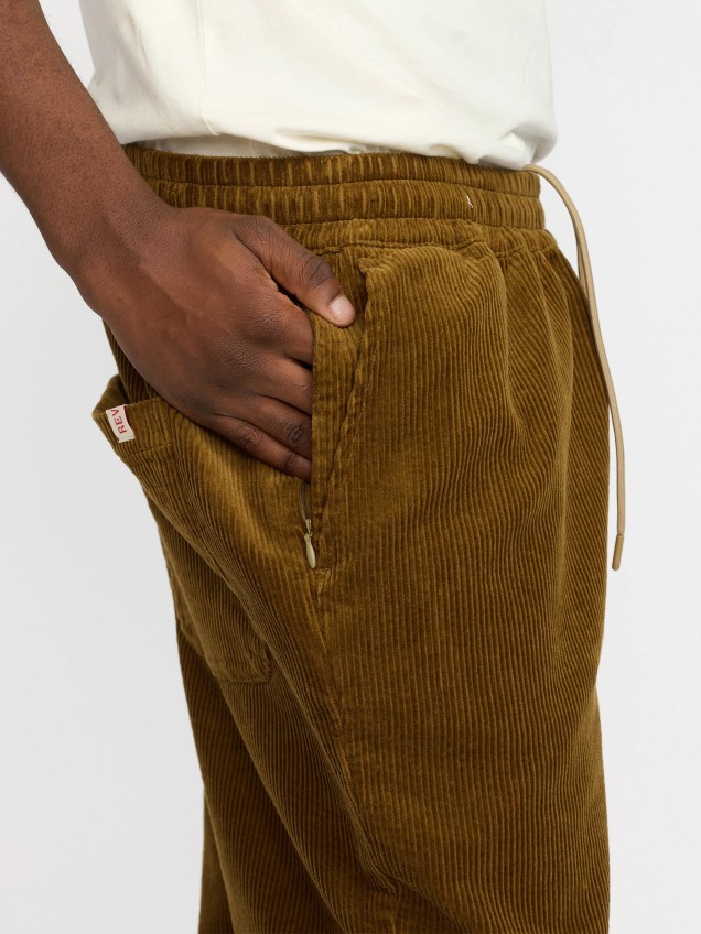 Calças de Bombazina com Cintura Elástica