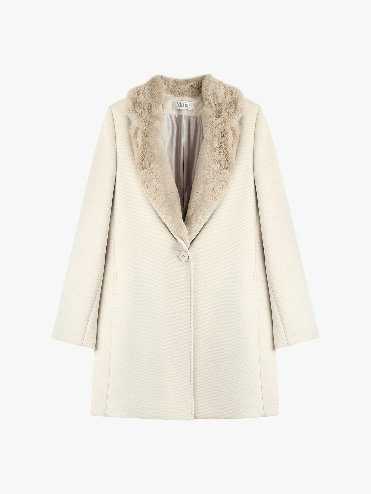 Casaco com Gola Larga de Pelo