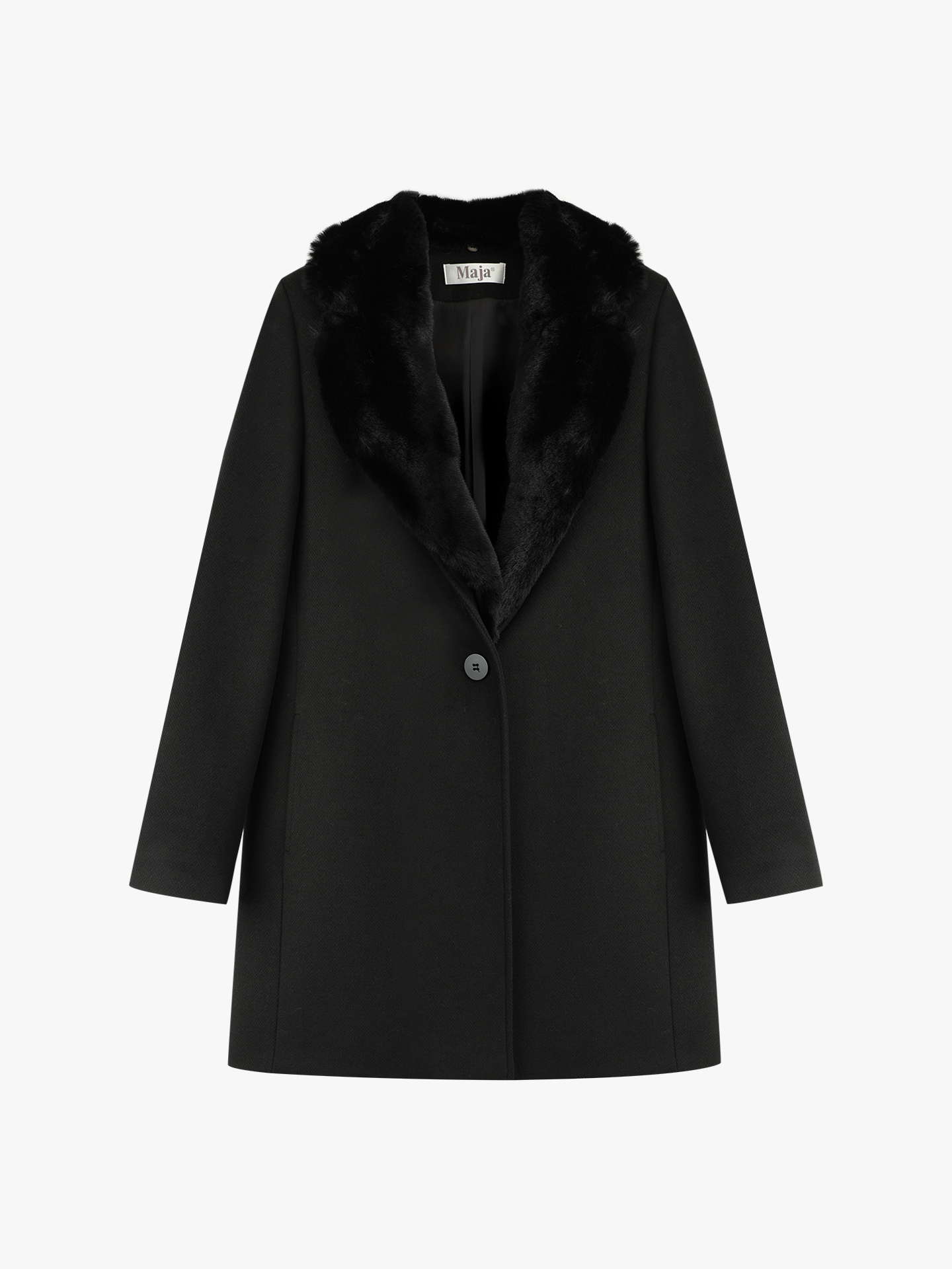 Casaco com Gola Larga de Pelo