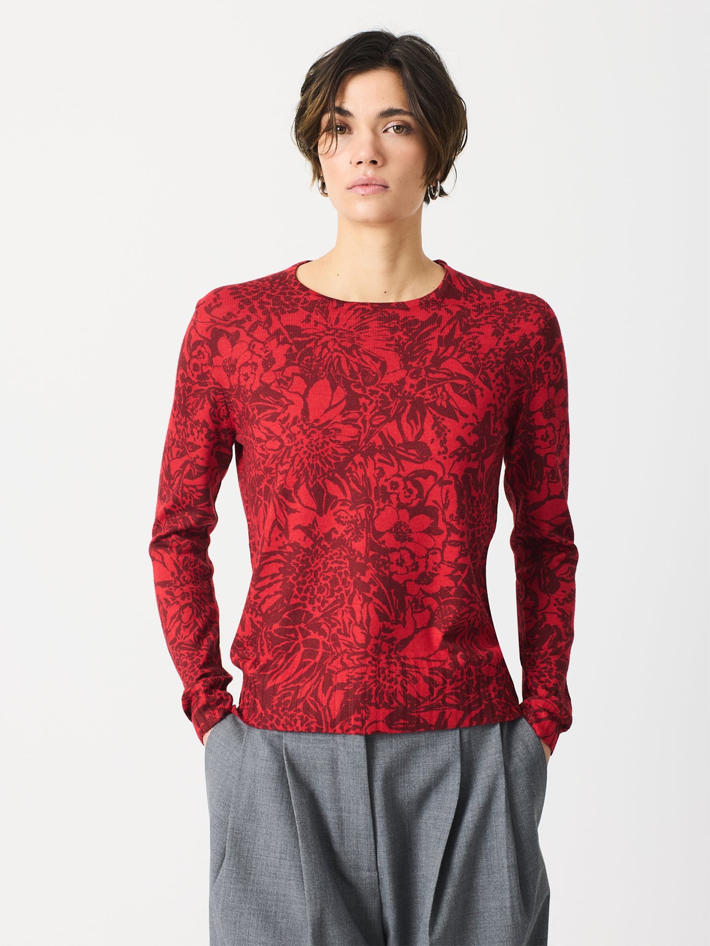Camisola de Malha com Padrão Floral