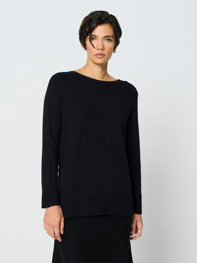 Camisola de Malha com Gola Barco