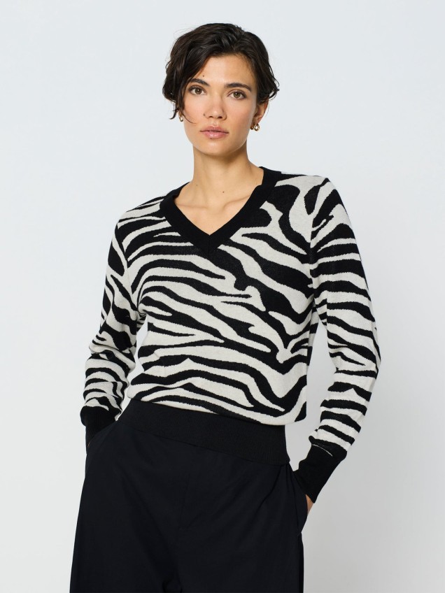 Camisola de Malha com Padro Zebra