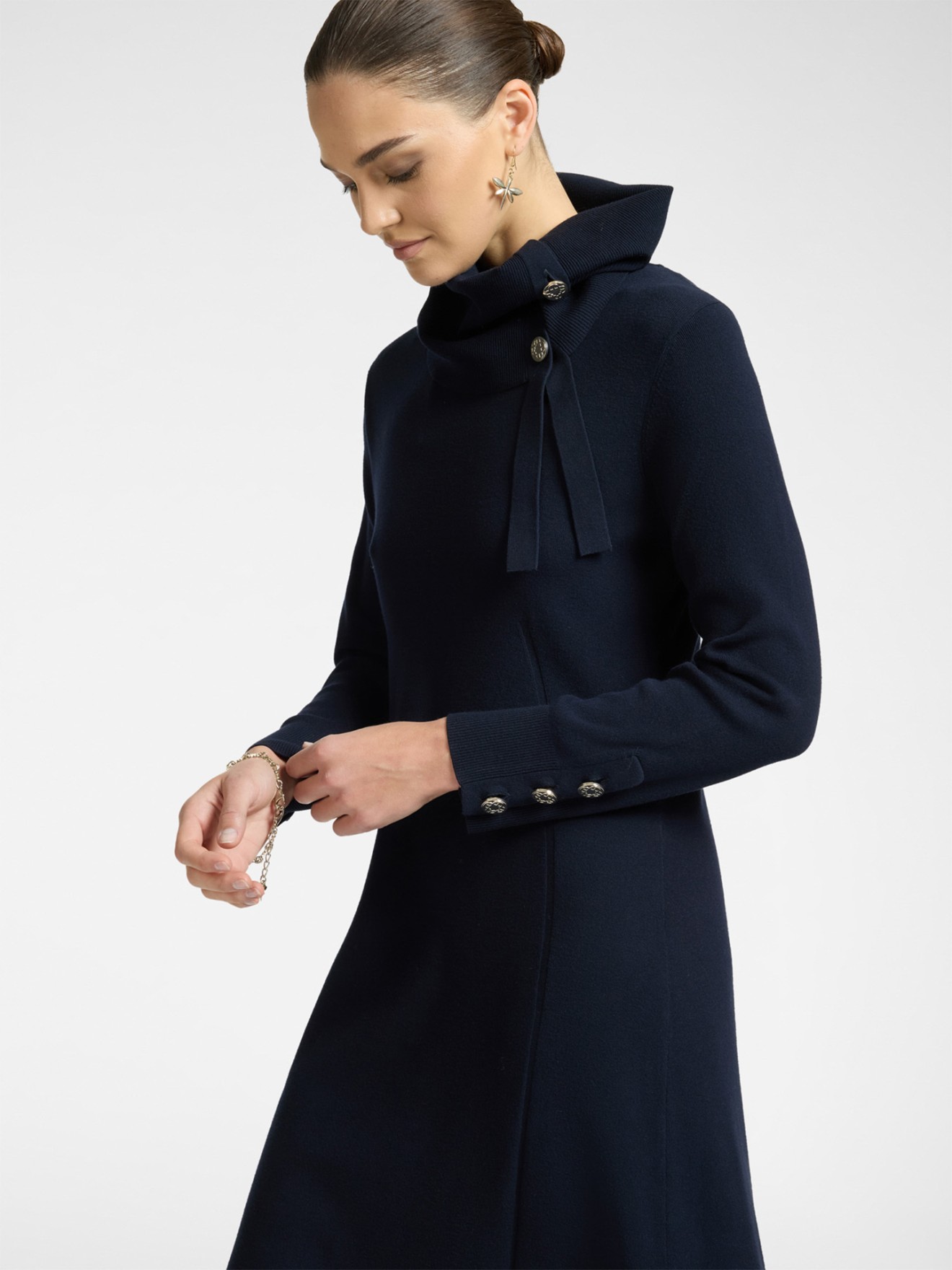 Vestido de Malha com Gola Removvel